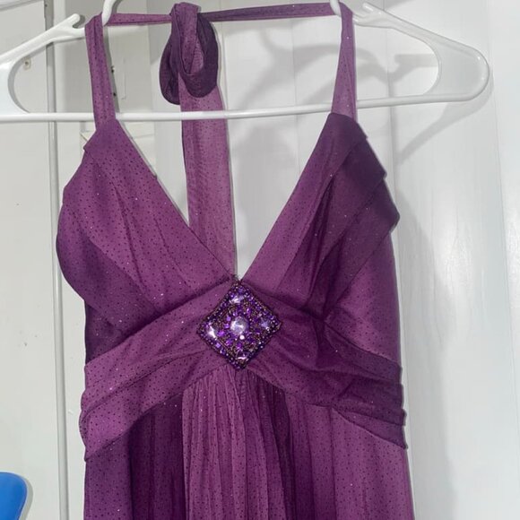 Gradient purple sequined high and low backless dress - Picture 2 of 2